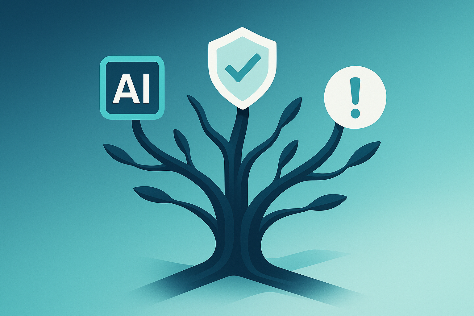 Branches reaching towards new horizons symbolizing AI licensing and safety