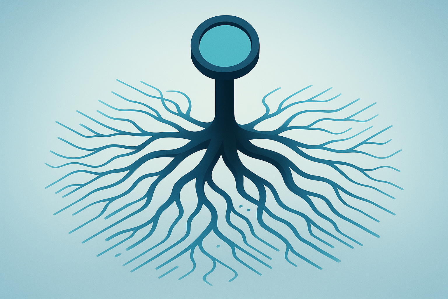 Illustration of Deep Search's expansive coverage like spreading roots