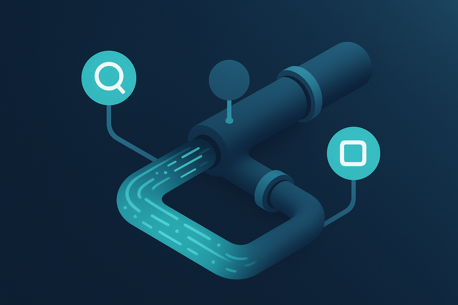 Illustration of a Deep Search–integrated data pipeline with smooth data flow