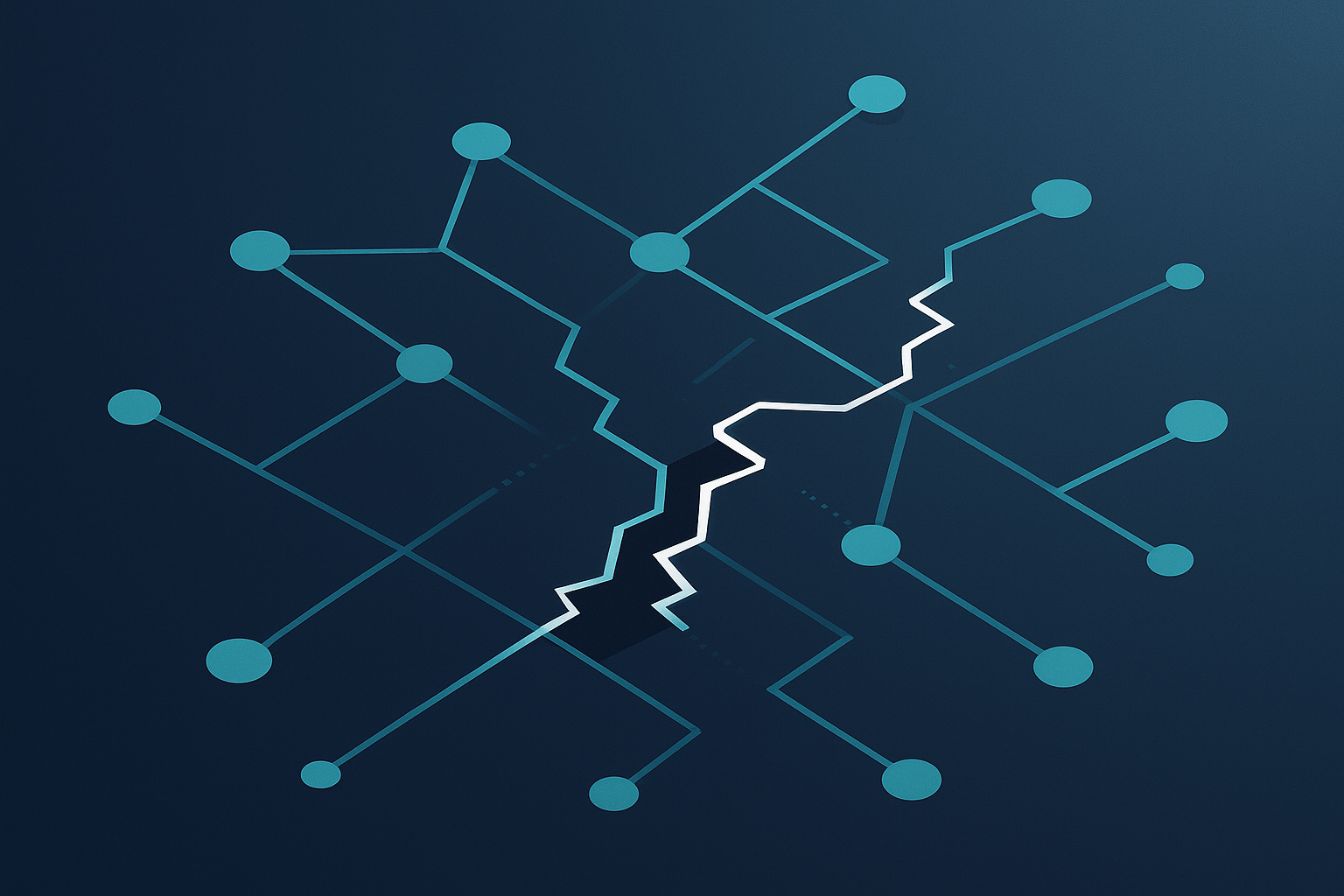 Illustration of gaps in a data network highlighting Deep Search uncertainties