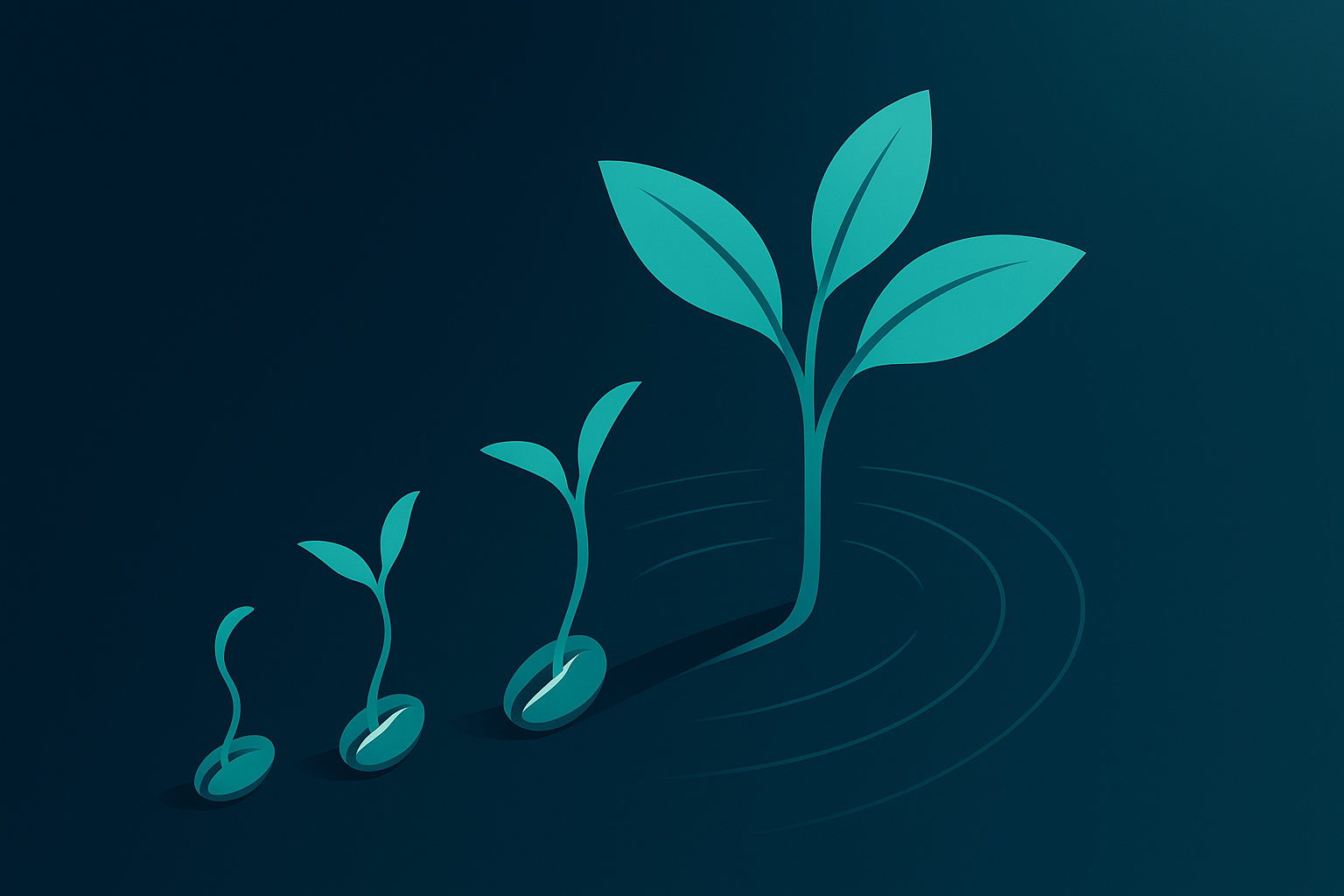 Illustration of seeds sprouting into a complete plant, symbolizing dataset completeness