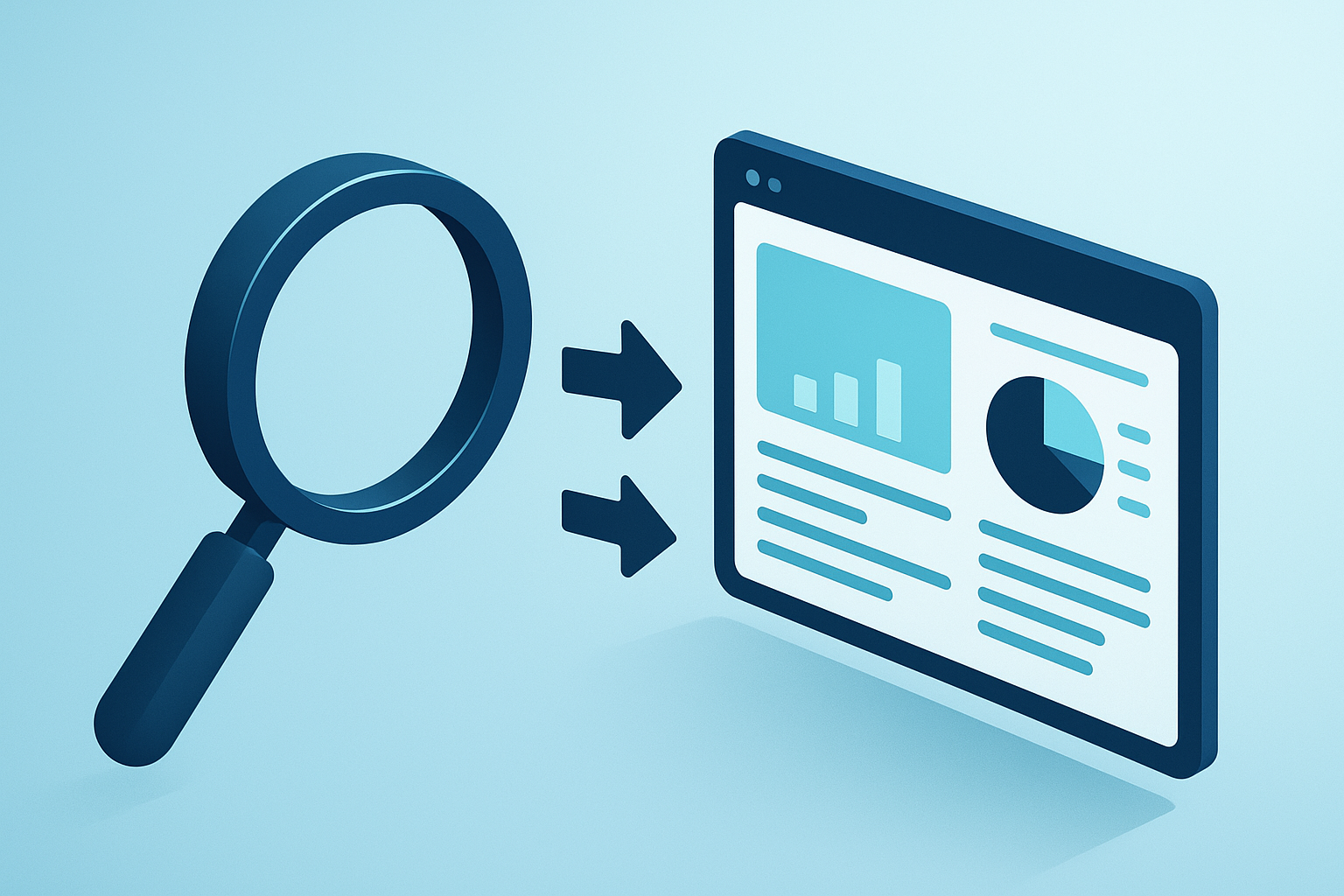 Blueprint showing shift from magnifying glass to research dashboard