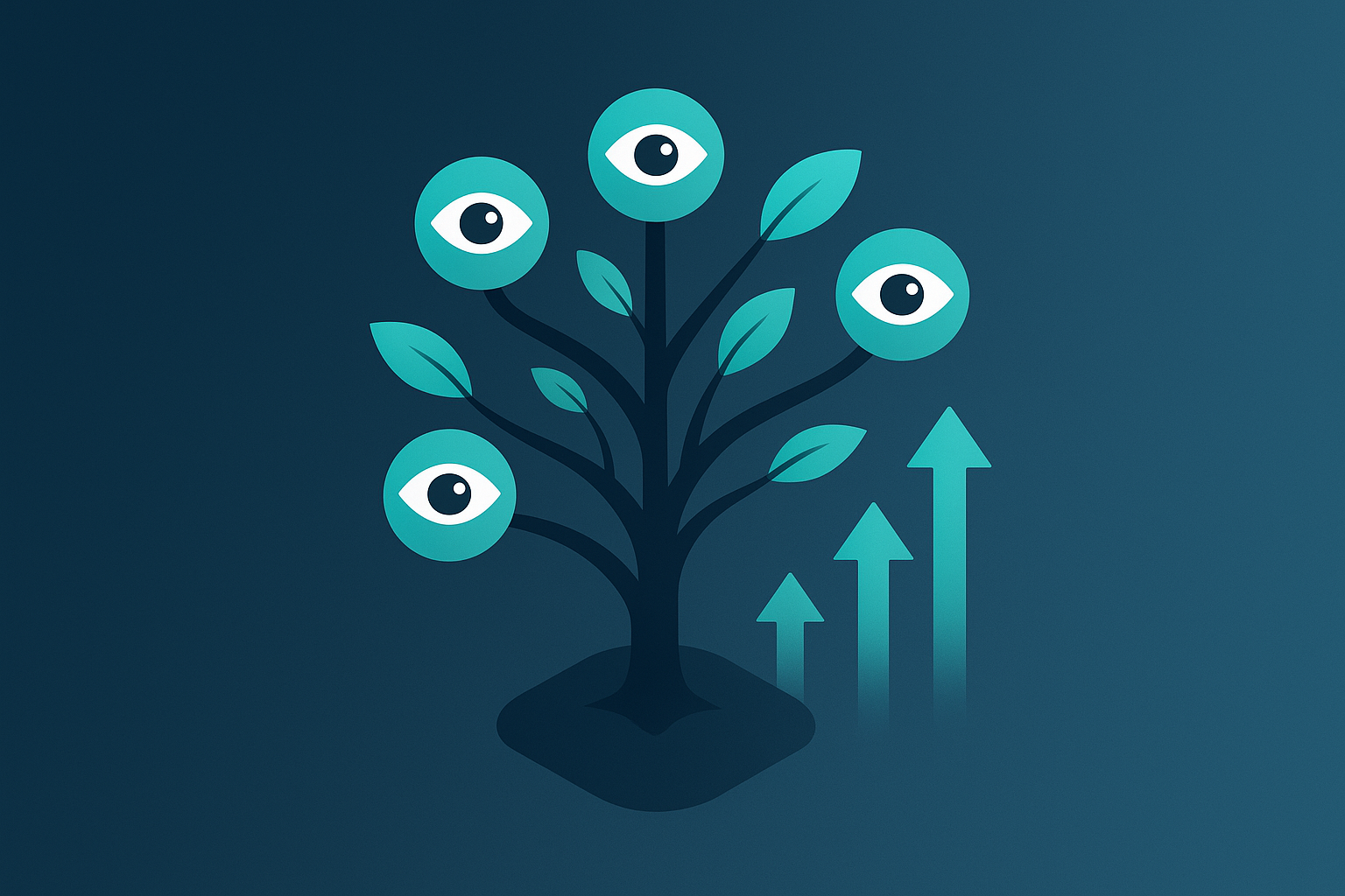 Illustration of strategic insights with growth and vision for executives