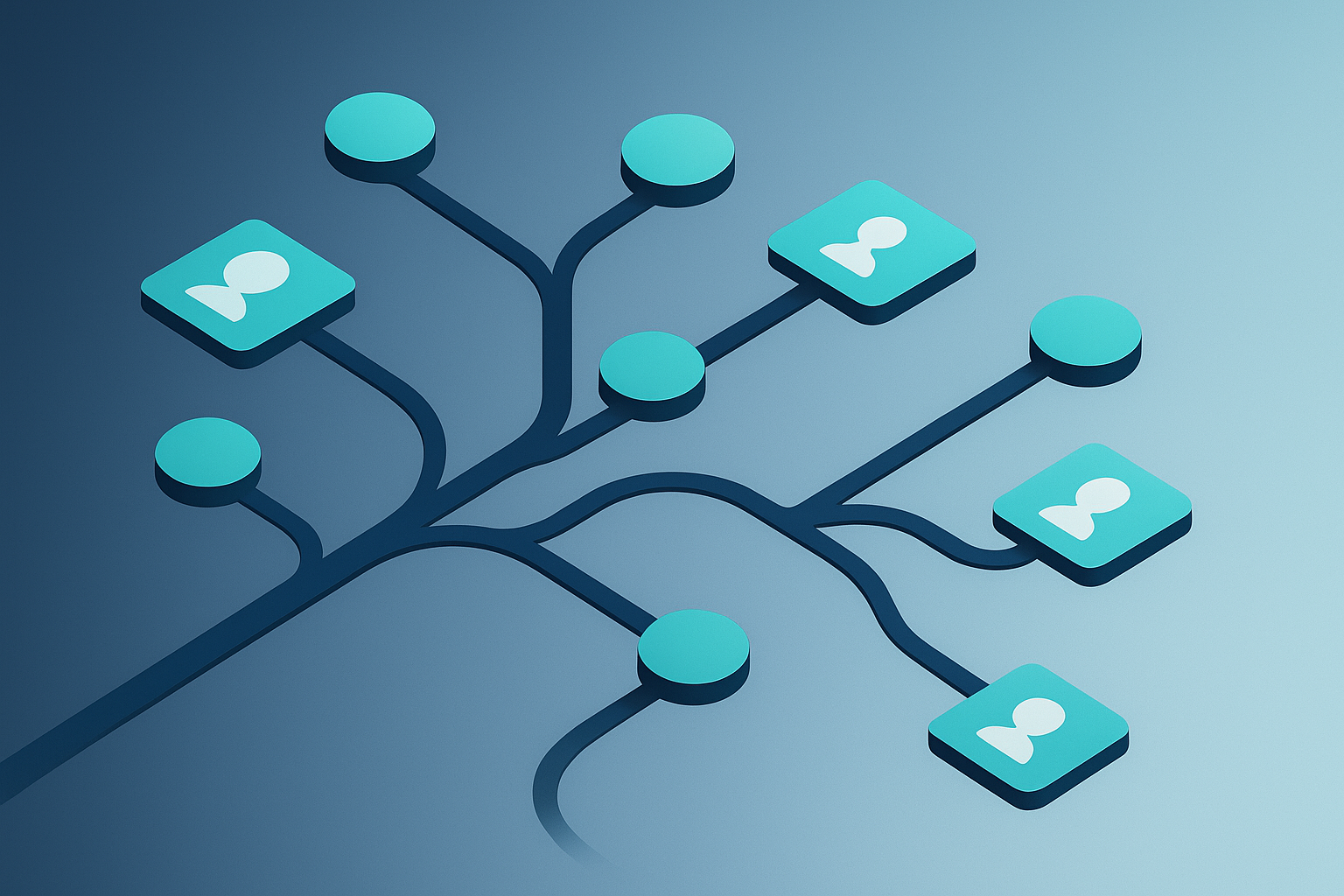 Illustration of an entity map with interconnected nodes and ID tags
