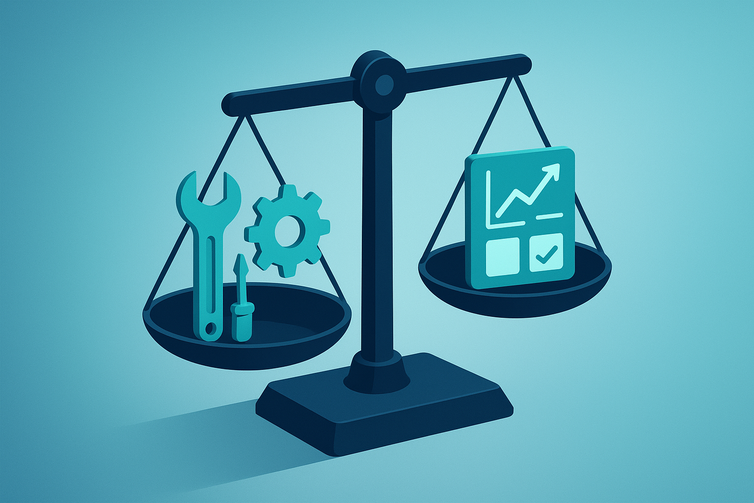 Illustration of scales comparing entity optimization methods and tools