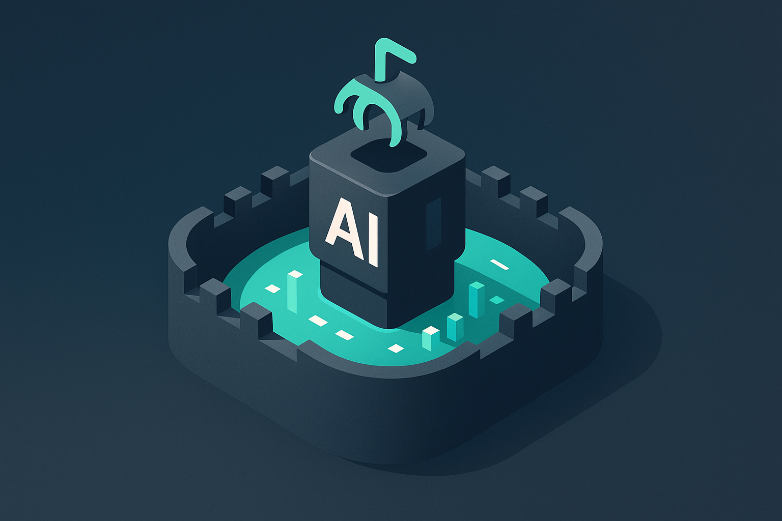 AI scraper depicted as a protective moat around data