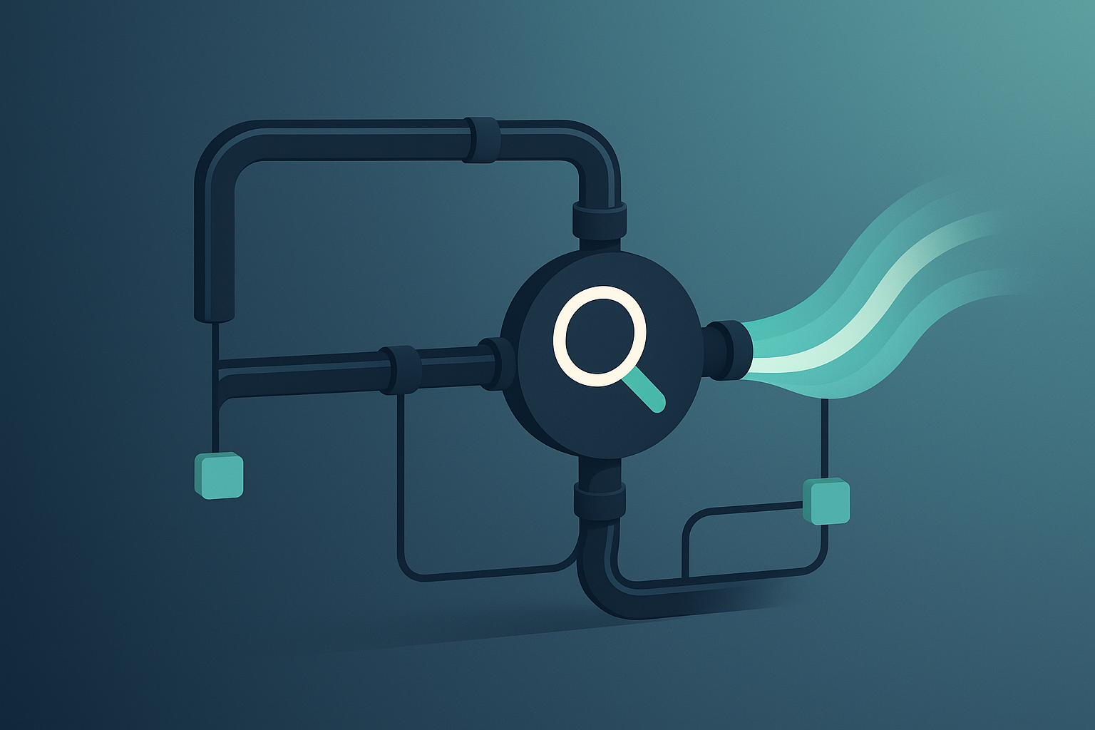 Illustration of a Deep Search–integrated data pipeline with smooth data flow