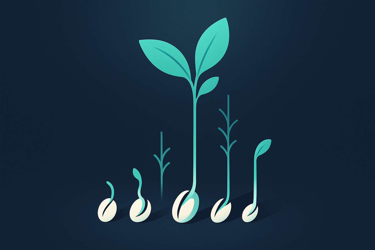 Illustration of seeds sprouting into a complete plant, symbolizing dataset completeness