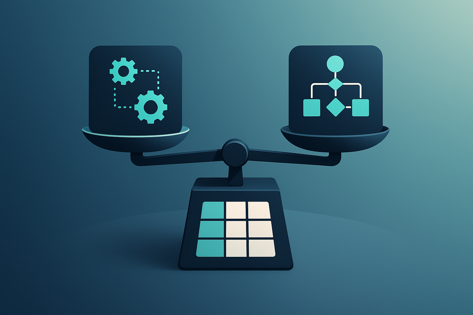Blueprint showing Comet's strengths and weaknesses on a scale