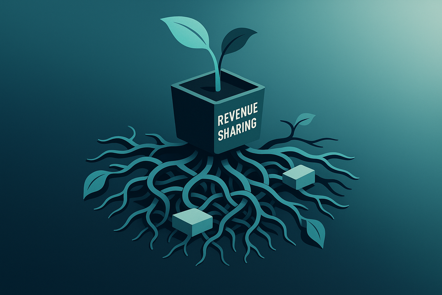 Illustration of tangled roots symbolizing challenges in revenue sharing
