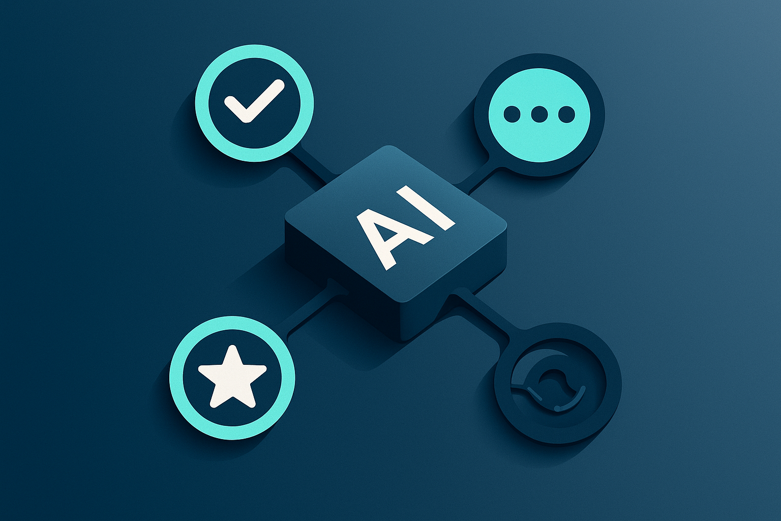 AI evaluation process with interconnected nodes and algorithms