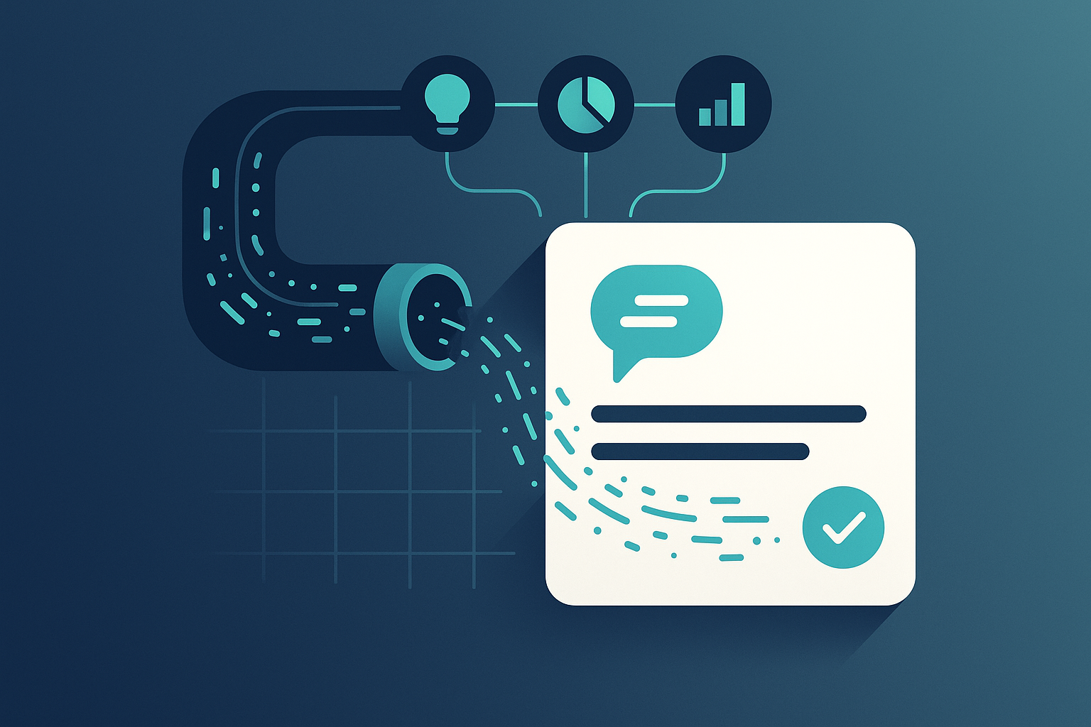 Blueprint illustration of data flow improving featured answers