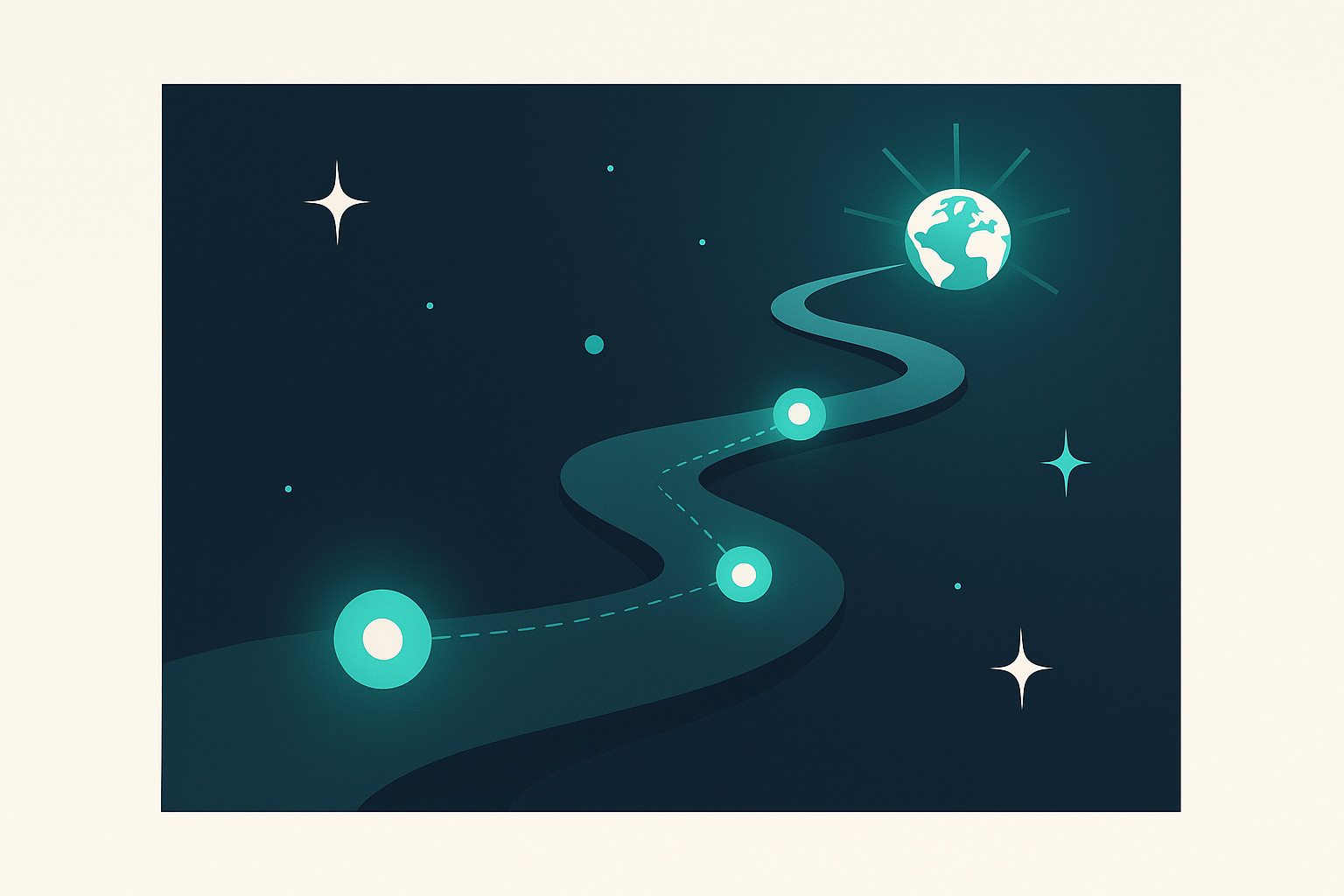 Cosmic pathway illustration of GEO's strategic impact for executives