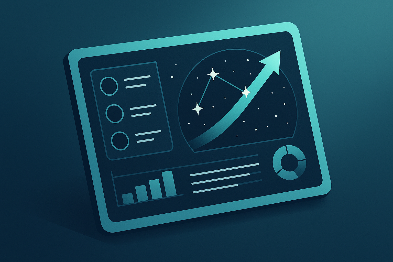 Star chart-like illustration showing key GEO metrics for LLM visibility